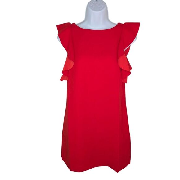 Banana Republic Red Flutter Sleeve Shift Dress Size Petite 00 - Picture 1 of 8